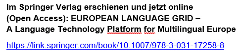 Im Springer-Verlag erschienen und jetzt online: EUROPEAN LANGUAGE GRID