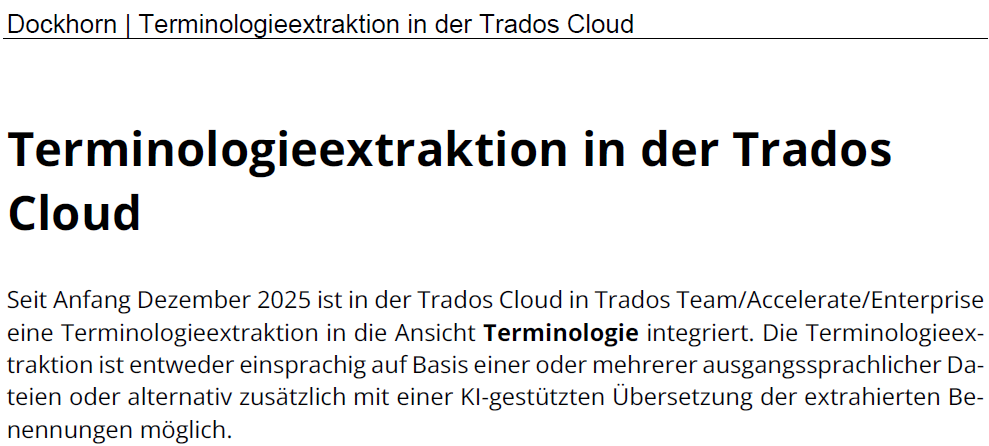 Terminologieextraktion in der Trados Cloud